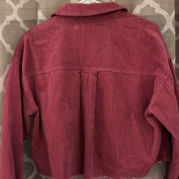 Forever 21 Cropped Raw Hem Raspberry Corduroy Shacket. Worn once. Small. - Picture 11 of 11